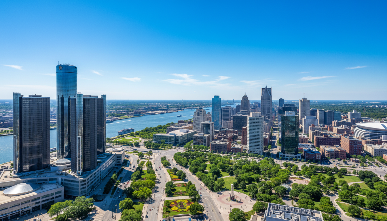 Detroit cityscape daytime view
